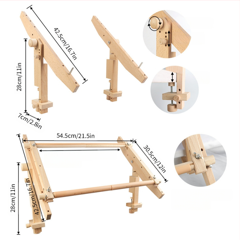 Pārvadājamais koka adīšanas statīvs ar noņemamu krustdūriena rāmi, kods 346, citi koka izstrādājumi, mūsdienīgs minimālisma stils