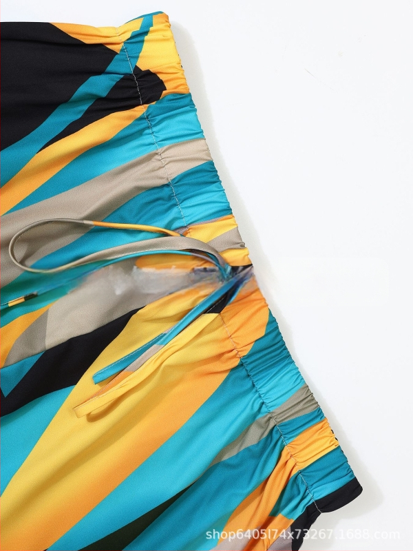 Moteriški vasaros šortai su spauda, vidutinio ilgio, Europos ir Amerikos kasdienio stiliaus, be elastano