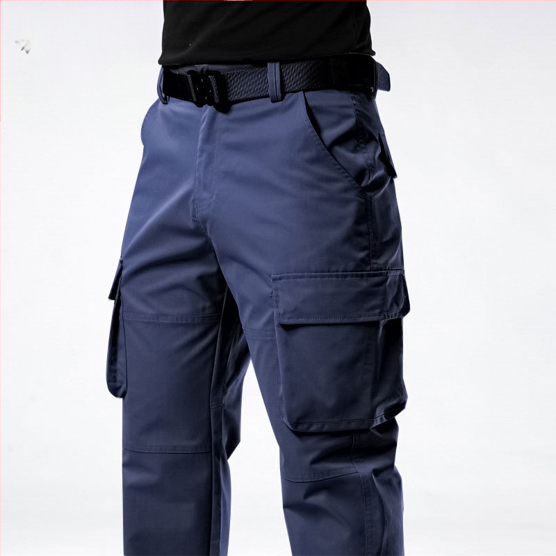 Vyrų kasdienės cargo kelnės, laisvas kirpimas, vidutinio aukščio juosmuo, užtrauktukas, 100% poliesteris