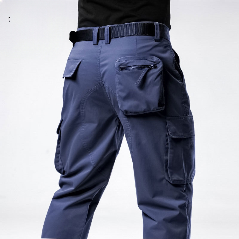 Vyrų kasdienės cargo kelnės, laisvas kirpimas, vidutinio aukščio juosmuo, užtrauktukas, 100% poliesteris
