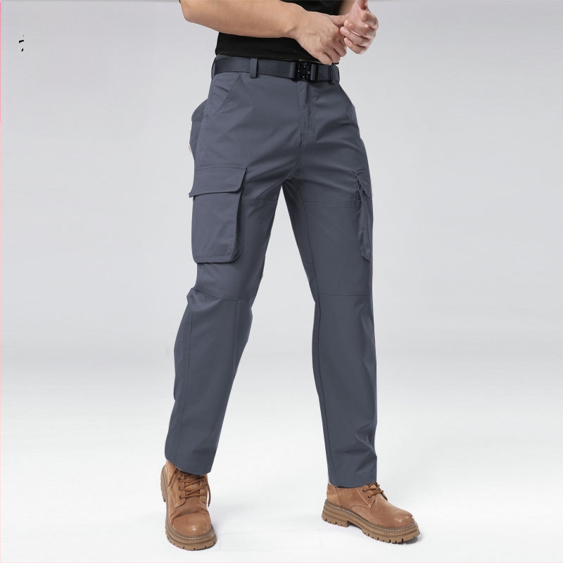 Vyrų kasdienės cargo kelnės, laisvas kirpimas, vidutinio aukščio juosmuo, užtrauktukas, 100% poliesteris