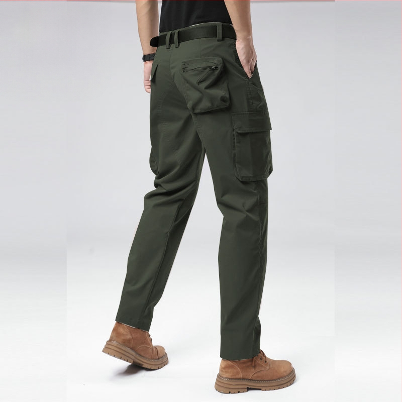 Vyrų kasdienės cargo kelnės, laisvas kirpimas, vidutinio aukščio juosmuo, užtrauktukas, 100% poliesteris