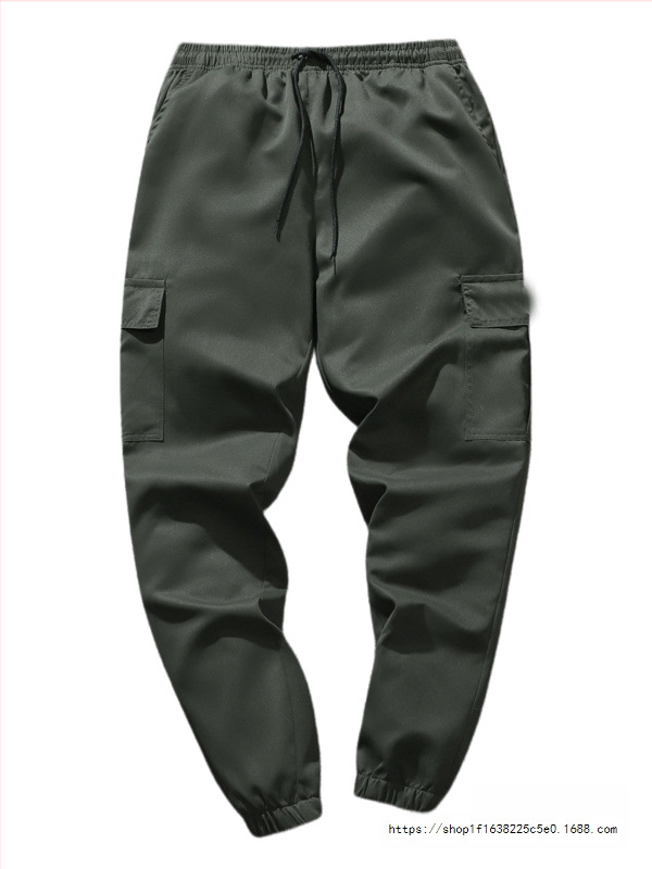 Kasdieninės darbo kelnės, laisvas kirpimas, devynių taškų ilgis, vidurio juosta, raištelių užsegimas