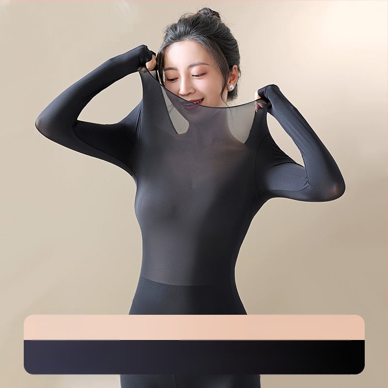 Grijani najlonski temeljni sloj za njegu kože s okruglim izrezom i dugim rukavima; jednostruki sloj, antistaticki i zadržava toplinu