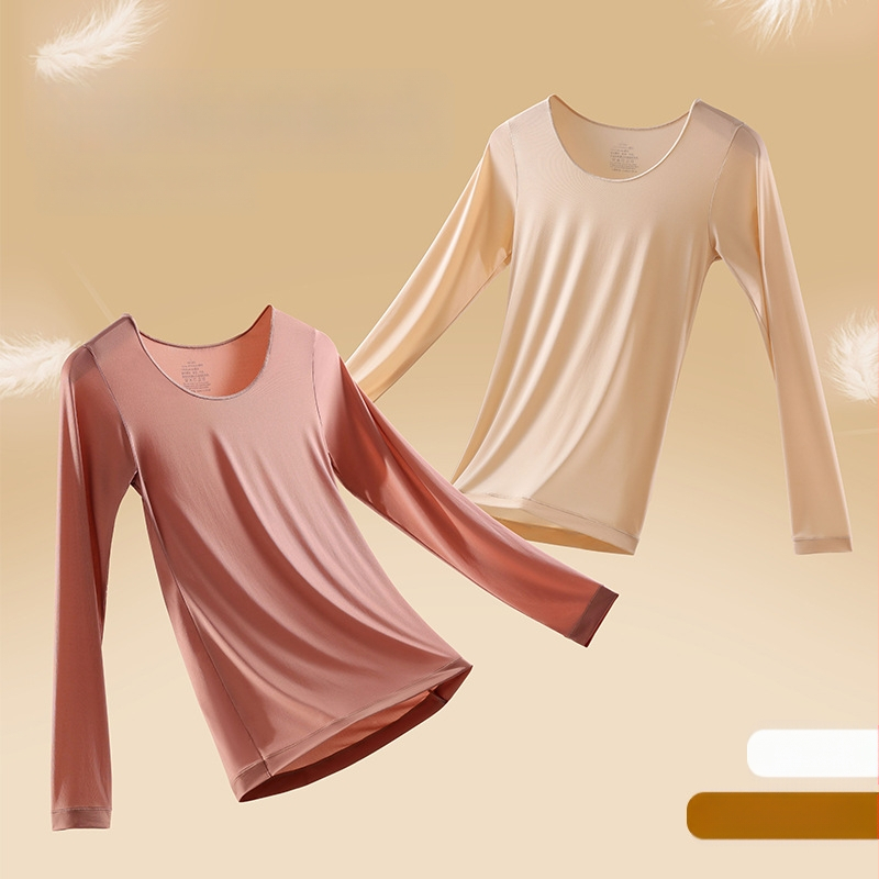 Grijani najlonski temeljni sloj za njegu kože s okruglim izrezom i dugim rukavima; jednostruki sloj, antistaticki i zadržava toplinu