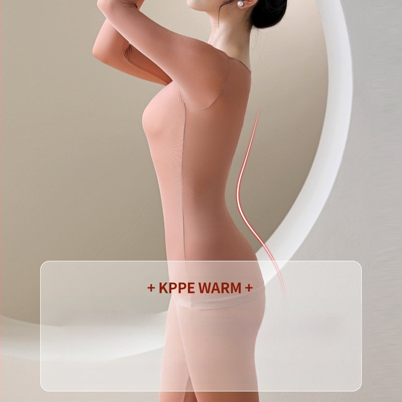 Grijani najlonski temeljni sloj za njegu kože s okruglim izrezom i dugim rukavima; jednostruki sloj, antistaticki i zadržava toplinu