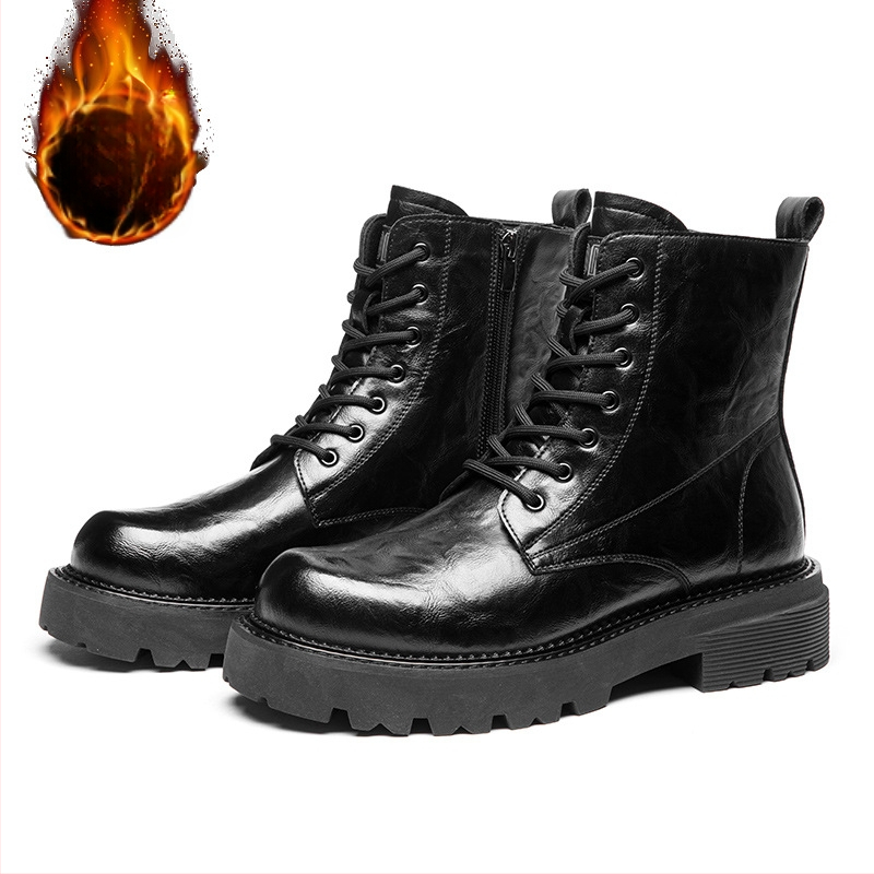 Vīriešu Martin zābaki ar augstu garumu, virsējais materiāls no mikrošķiedras ādas, gumijas zole, ūdensizturīgi un silti