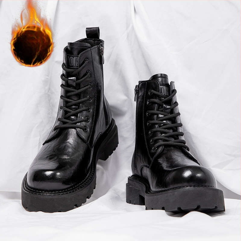 Vīriešu Martin zābaki ar augstu garumu, virsējais materiāls no mikrošķiedras ādas, gumijas zole, ūdensizturīgi un silti