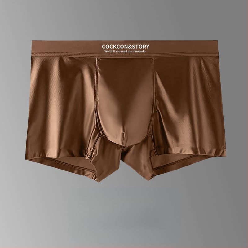 Sima varrás nélküli férfi boxer brief nylonból, kötött, 80–90% viszkóz bélés a keresztcsontnál, középső derék