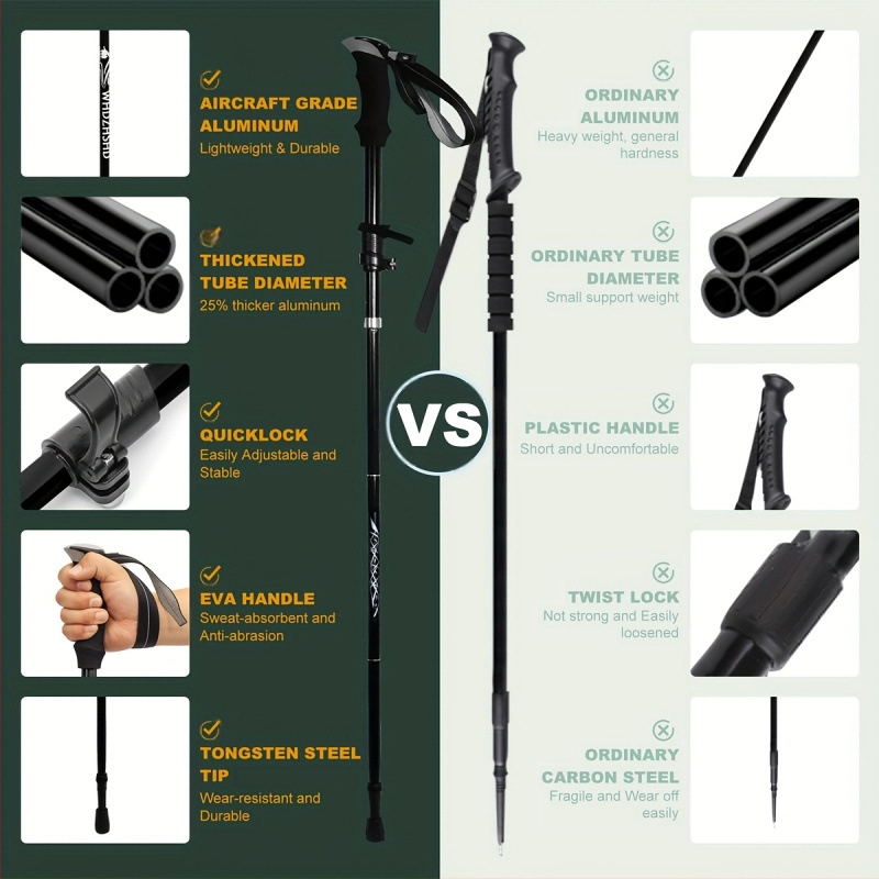 Αλουμινένιο ορειβατικό κοντάρι, επτά σε ένα, αναδιπλούμενο, με μηχανισμό γρήγορου κλειδώματος