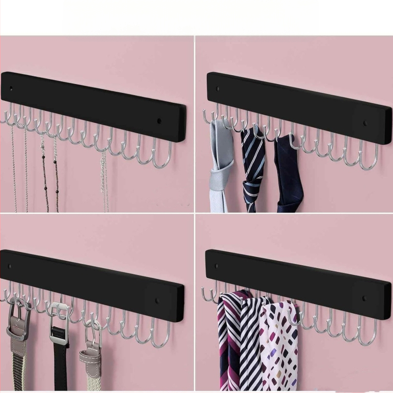 Κρεμάστρα τοίχου με 14 γάντζους, ξύλινη κατασκευή, μοντέρνο μινιμαλιστικό στυλ, φορτίο 3–5 κιλά