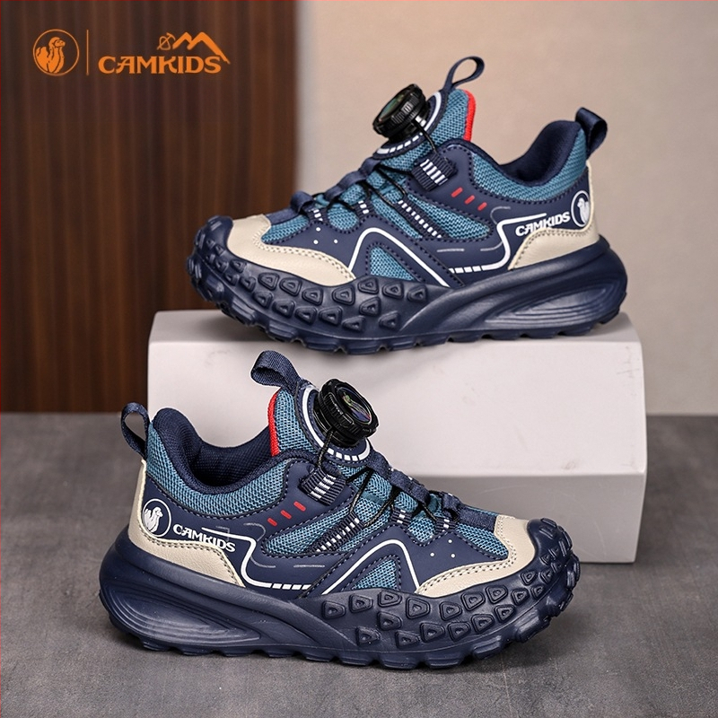 CAMKIDS zēnu sporta apavi, augšpuse no mākslīgās ādas un auduma, Velcro aizdare, elpojoši, viegli, EVA zole