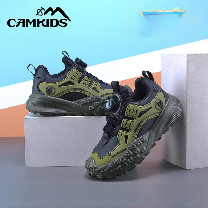 CAMKIDS zēnu sporta apavi, augšpuse no mākslīgās ādas un auduma, Velcro aizdare, elpojoši, viegli, EVA zole