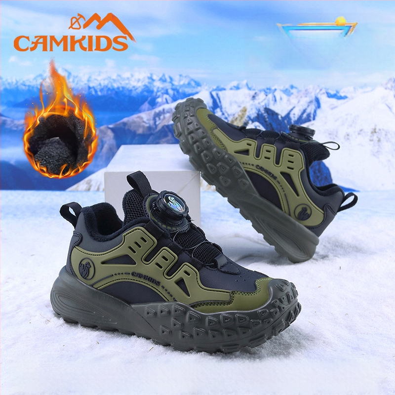 CAMKIDS zēnu sporta apavi, augšpuse no mākslīgās ādas un auduma, Velcro aizdare, elpojoši, viegli, EVA zole