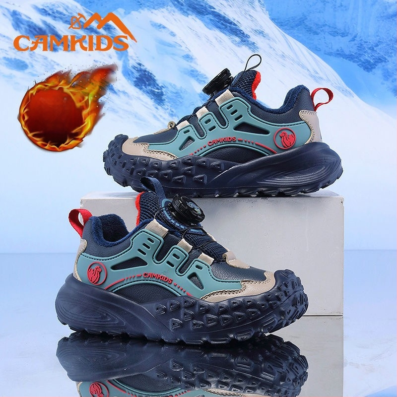 CAMKIDS zēnu sporta apavi, augšpuse no mākslīgās ādas un auduma, Velcro aizdare, elpojoši, viegli, EVA zole