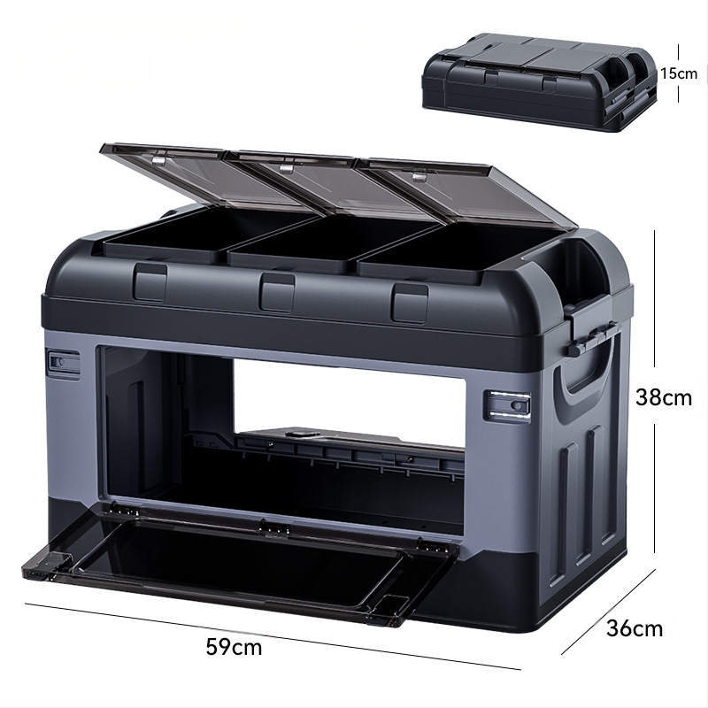 Bagažinės laikymo dėžė - sulankstoma, šoninis atidarymas, odinis, universali suderinamumas