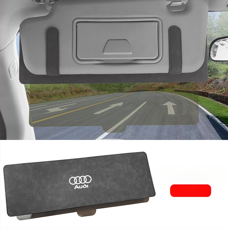 Audi bőr napellenző-hosszabbító panel, snap-in telepítés, logó nyomtatás, eredeti stílus