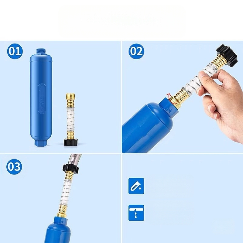 RV воден филтър картридж с връзка към градински маркуч – ABS пластмасова глава, напояване чрез гравитация