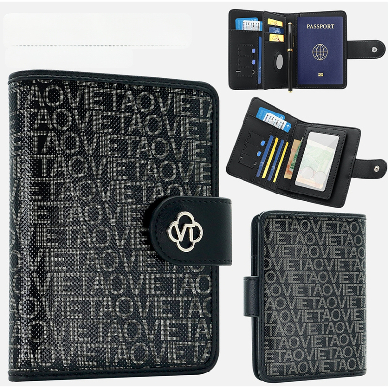 PU Δέρμα Διαβατηρίου και Καρτών με Αγκράφα, Με Πολλαπλά Διαμερίσματα Για Κάρτες, Unisex, Μοντέλο με Γράμματα
