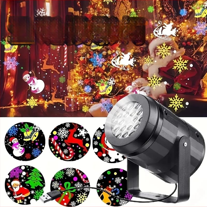 Коледна проекционна лампа за украса с въртящи се снежинки, модел W886 (860 lm, ≤36 V, 5000 ч, IP42)