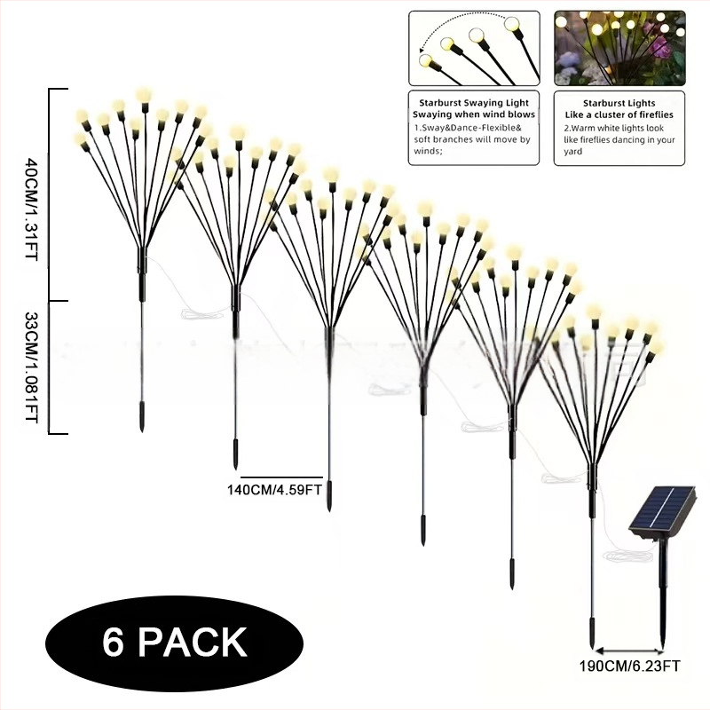 Соларна светодиодна лампа‑светулка CS-8056, IP55, 1W, 6–12 ч работа, мултиглавна конструкция (1–4/1–6 лампи)