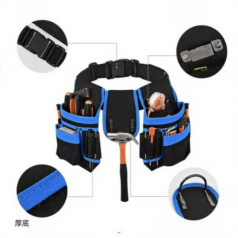 Įrankių diržo krepšys – daugiafunkcinis, paruoštas naudoti, neslystančios silikoninės taškai, denim audinys
