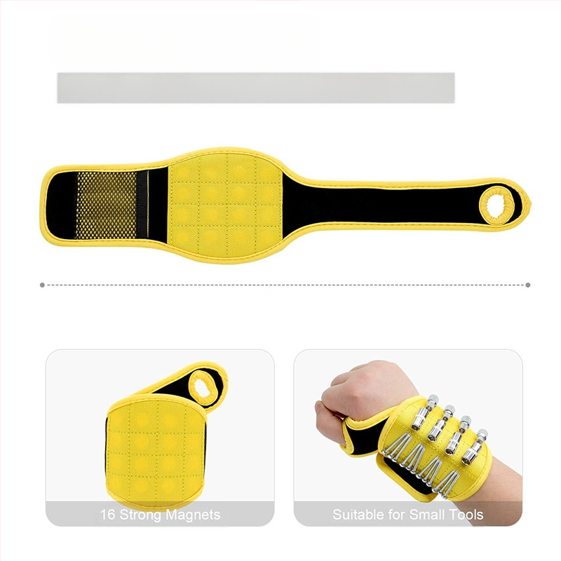 Magnetska narukvica s Velcro trakom – alat za podizanje vijaka, čavala i bušilica – snažan magnet, najlonska konstrukcija, mješavina najlona i poliestera, industrijska uporaba, Neutral brend