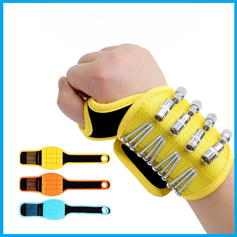 Magnetska narukvica s Velcro trakom – alat za podizanje vijaka, čavala i bušilica – snažan magnet, najlonska konstrukcija, mješavina najlona i poliestera, industrijska uporaba, Neutral brend