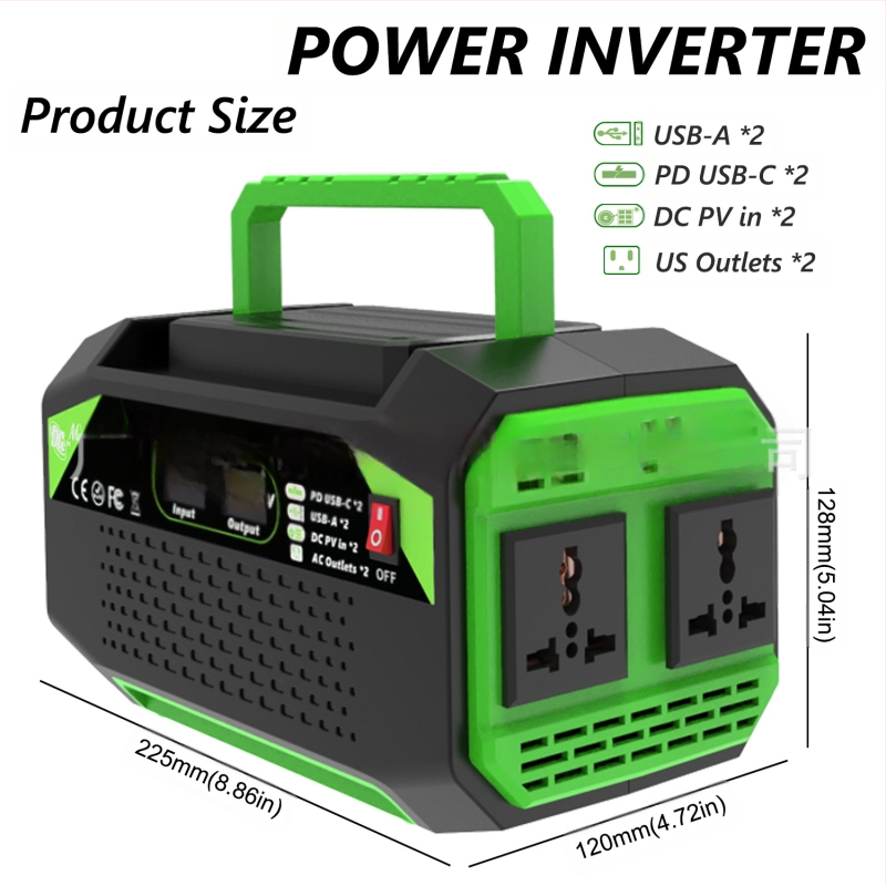 Автомобилен инвертор 600W/1000W, 12V вход, 110V/220V изход, дигитален дисплей, 2 USB порта, 2 Type-C порта, 2 универсални гнезда