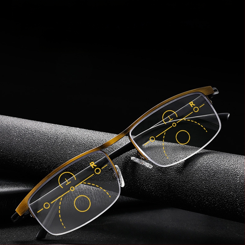 Γυαλιά ανάγνωσης με φακούς ρητίνης, μεταλλικό ημί-πλαίσιο, τετράγωνο σχέδιο