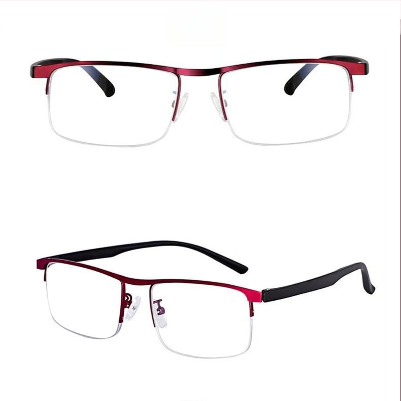 Γυαλιά ανάγνωσης με φακούς ρητίνης, μεταλλικό ημί-πλαίσιο, τετράγωνο σχέδιο