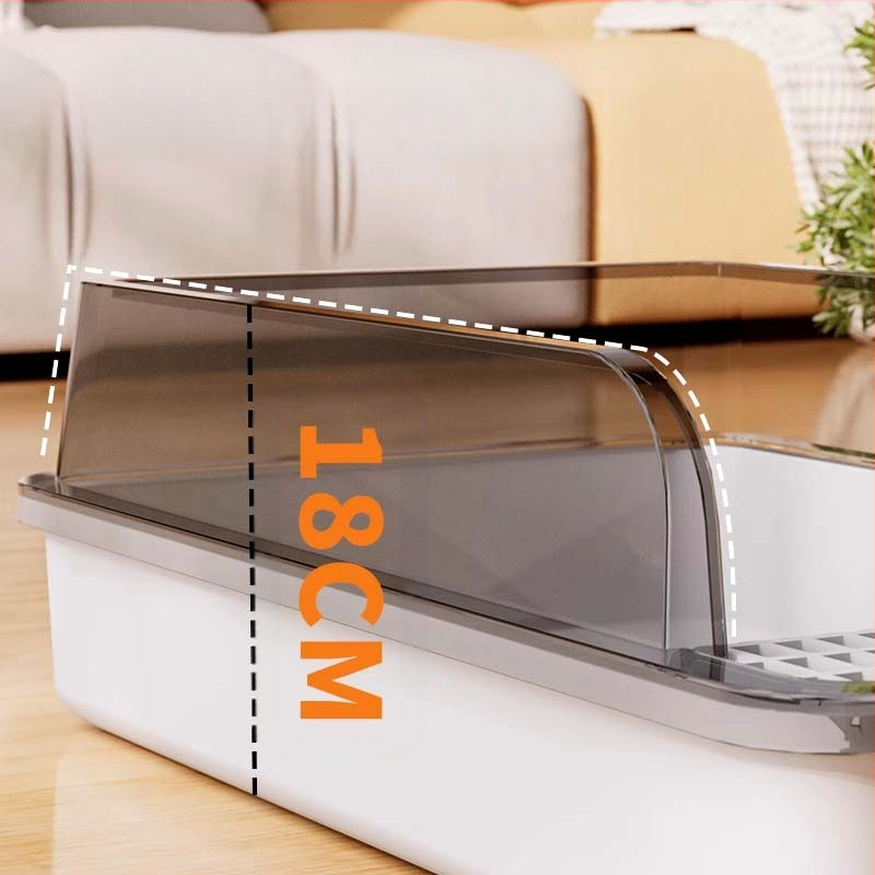 Kaķu smilšu kaste – pret šļakatām, pusslēgta konstrukcija, atsvaidzinošs PVC materiāls, preces kods F99T96TJ66MS57