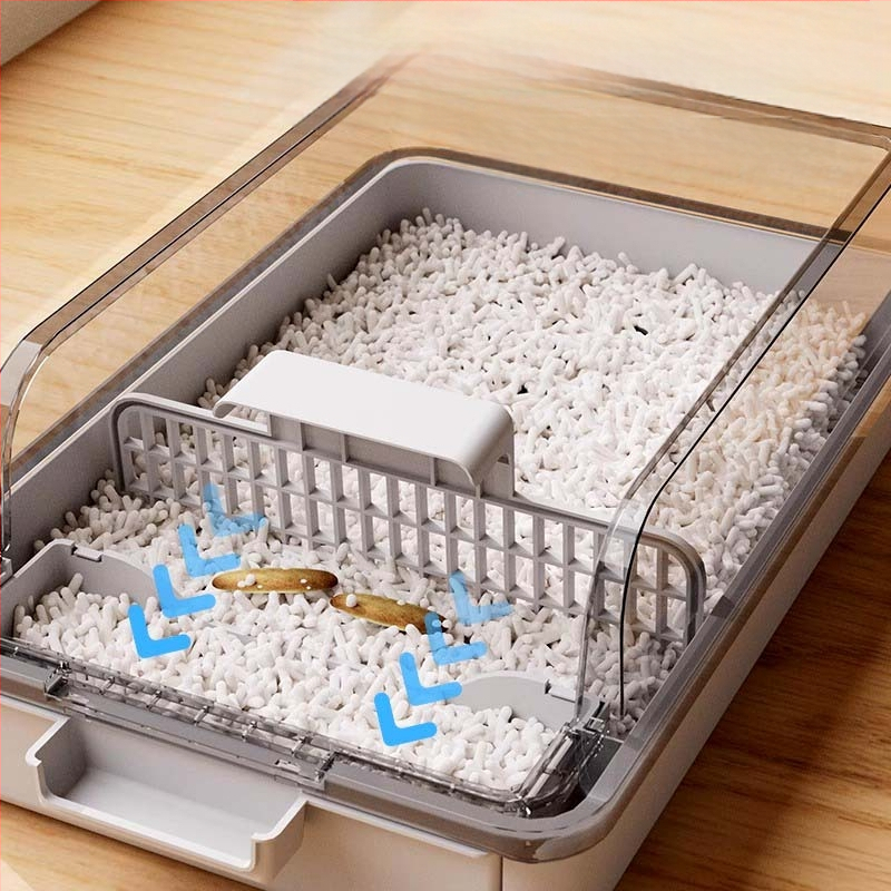 Kaķu smilšu kaste – pret šļakatām, pusslēgta konstrukcija, atsvaidzinošs PVC materiāls, preces kods F99T96TJ66MS57