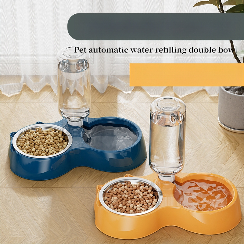 Automatinis katės ėdikas ir vandens dubuo iš nerūdijančio plieno, modelis 00089613, prekės ženklas Qiang Hong