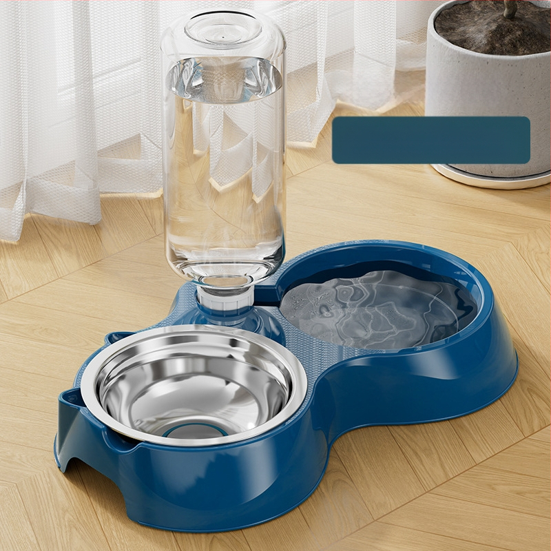Automatinis katės ėdikas ir vandens dubuo iš nerūdijančio plieno, modelis 00089613, prekės ženklas Qiang Hong