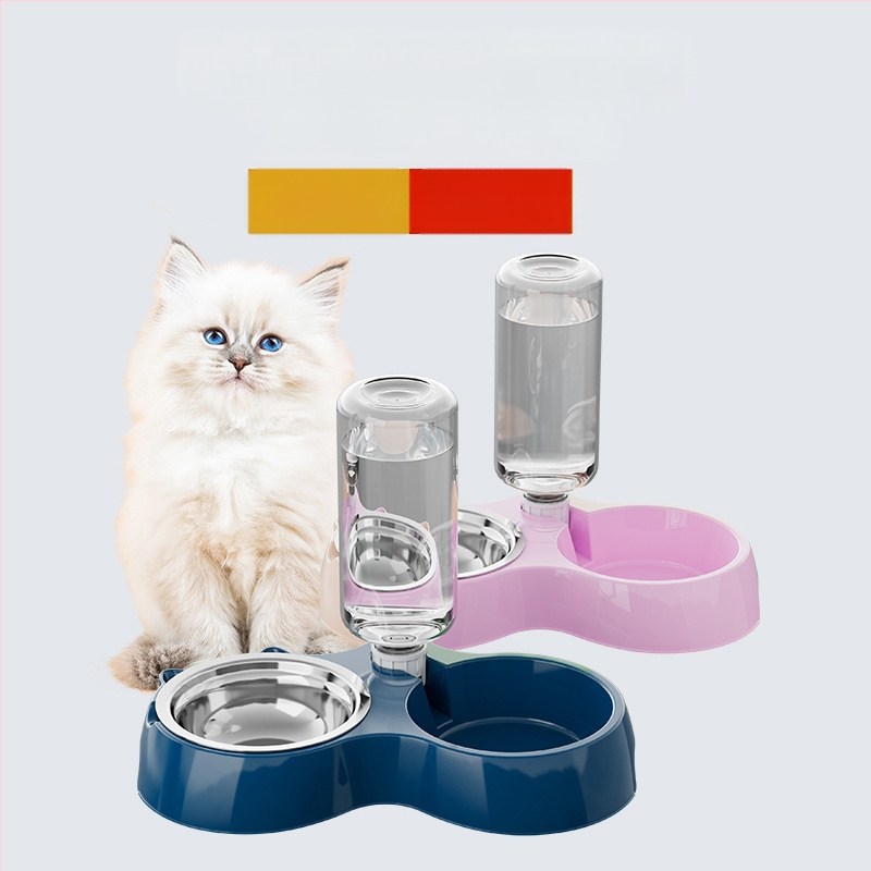 Automatinis katės ėdikas ir vandens dubuo iš nerūdijančio plieno, modelis 00089613, prekės ženklas Qiang Hong