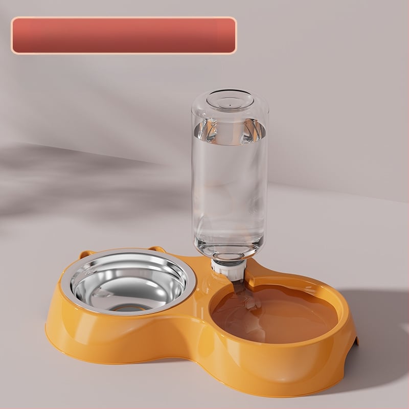 Automatinis katės ėdikas ir vandens dubuo iš nerūdijančio plieno, modelis 00089613, prekės ženklas Qiang Hong