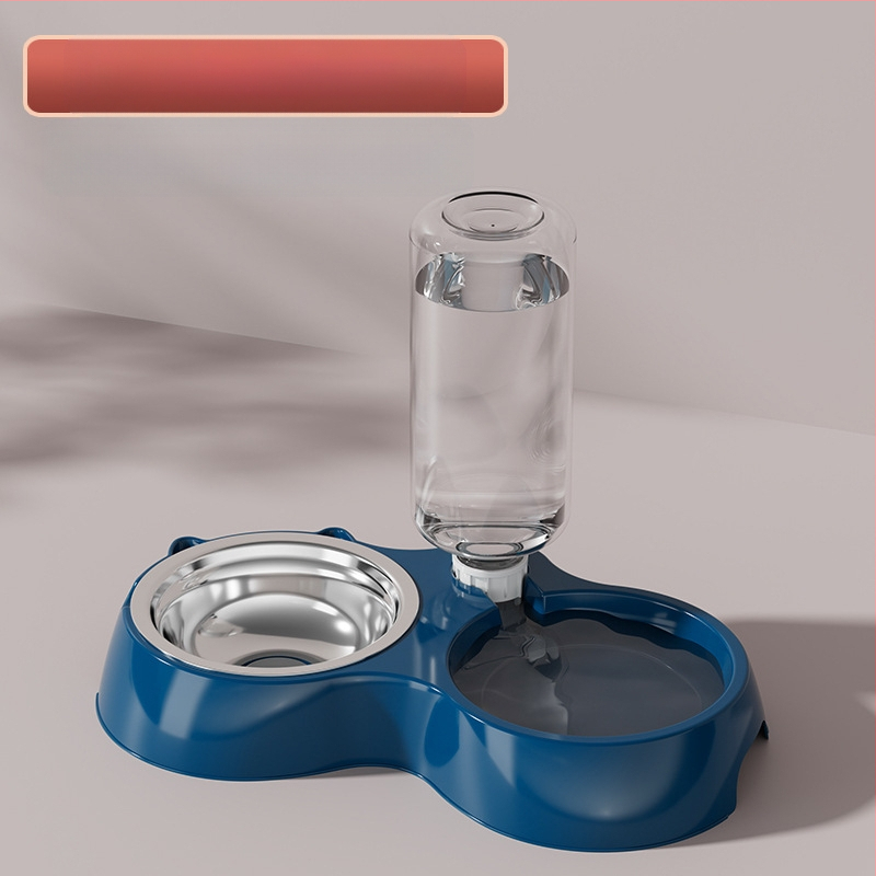 Automatinis katės ėdikas ir vandens dubuo iš nerūdijančio plieno, modelis 00089613, prekės ženklas Qiang Hong