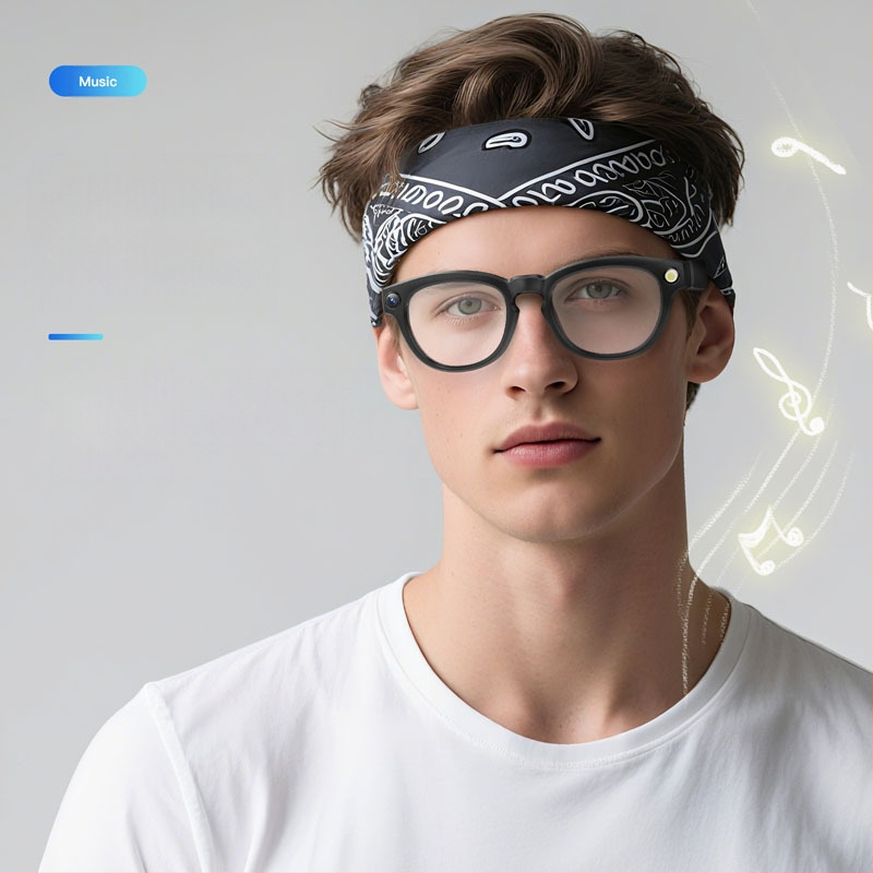 Έξυπνα γυαλιά με κάμερα 8 MP, εσωτερική μνήμη 4 GB, ζωντανή μετάφραση AI, φοριούνται στο κεφάλι, συμβατά με Android και iOS