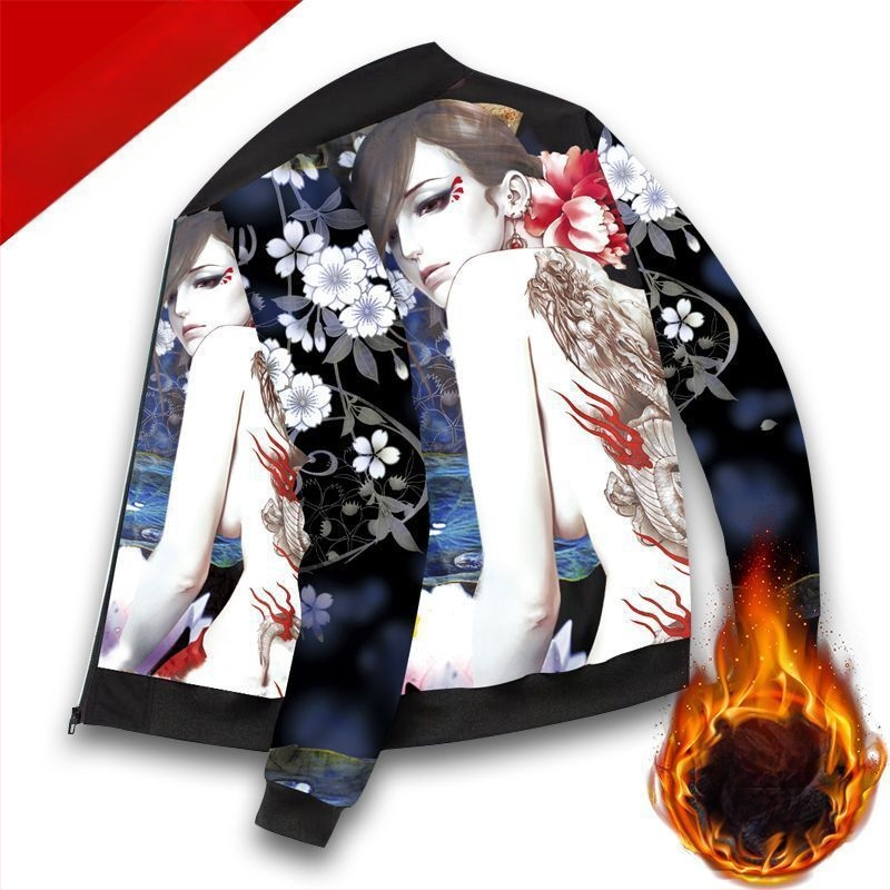 Ανδρικό τζάκετ μπέϊζμπολ σε ρετρό στυλ, πολυεστέρας, χοντρό για τον χειμώνα