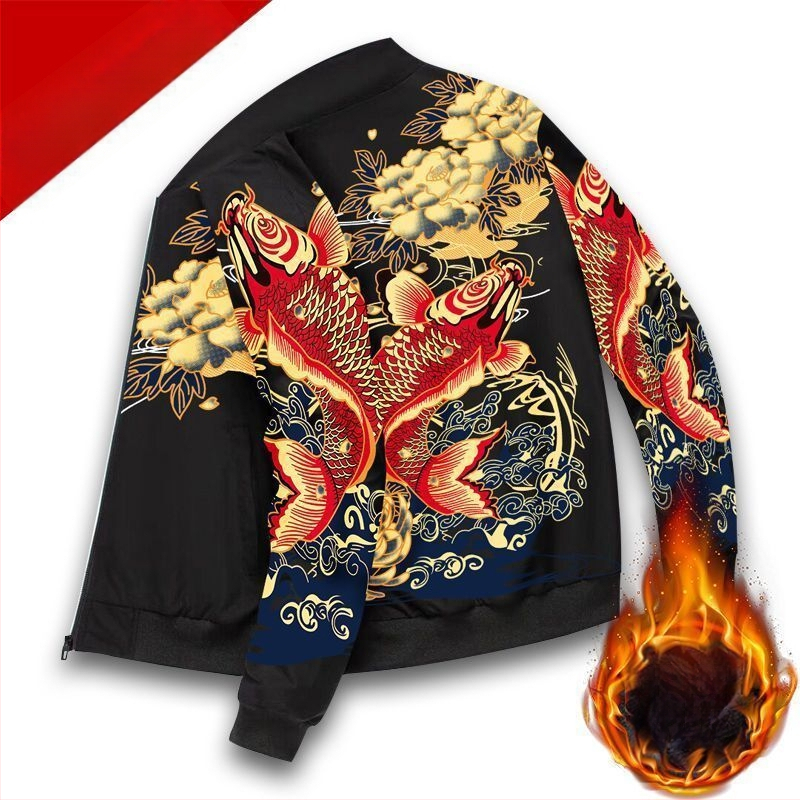 Ανδρικό τζάκετ μπέϊζμπολ σε ρετρό στυλ, πολυεστέρας, χοντρό για τον χειμώνα