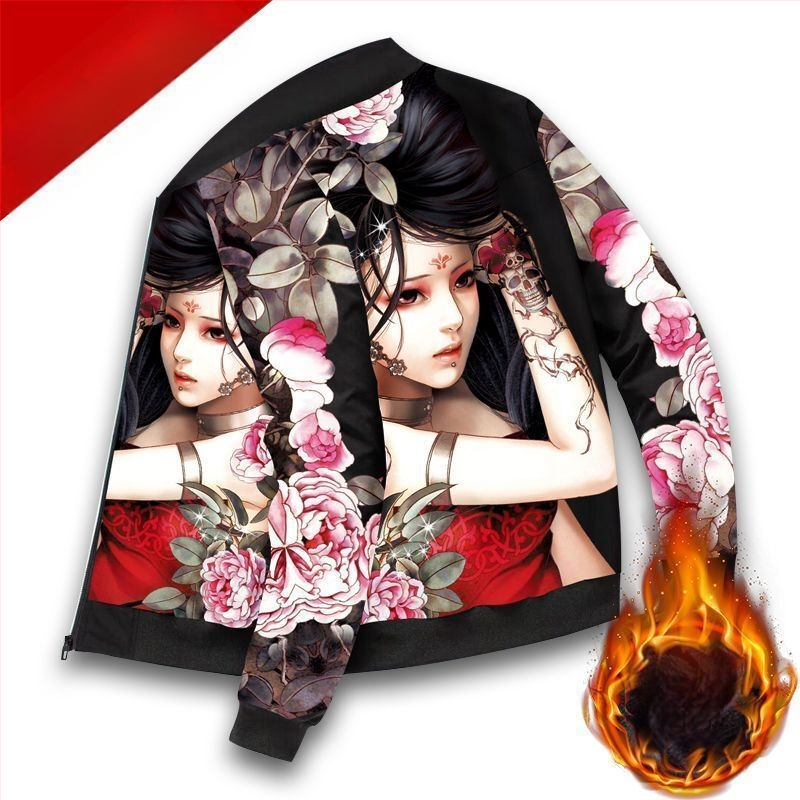 Ανδρικό τζάκετ μπέϊζμπολ σε ρετρό στυλ, πολυεστέρας, χοντρό για τον χειμώνα