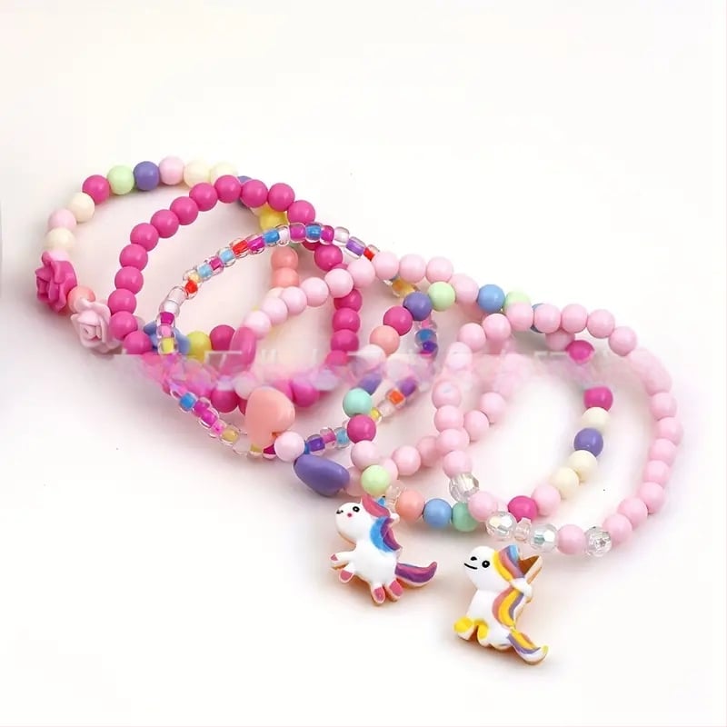 Ακρυλικό Χειροποίητο βραχιόλι με μονόκερο και χάντρες για παιδιά