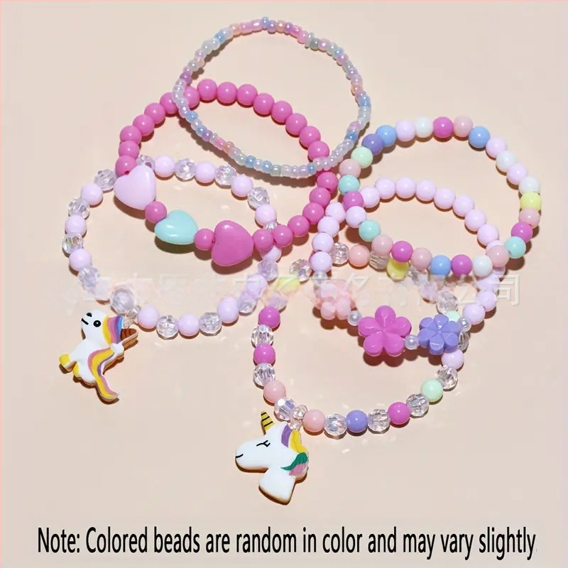 Ακρυλικό Χειροποίητο βραχιόλι με μονόκερο και χάντρες για παιδιά