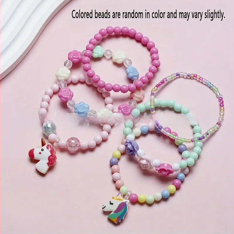 Ακρυλικό Χειροποίητο βραχιόλι με μονόκερο και χάντρες για παιδιά