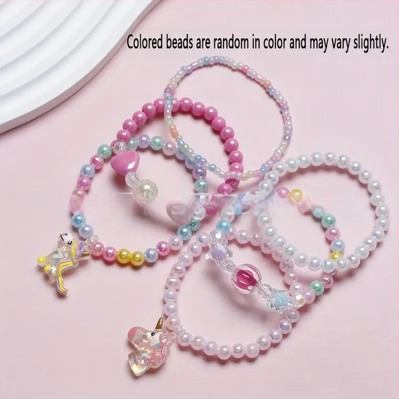 Ακρυλικό Χειροποίητο βραχιόλι με μονόκερο και χάντρες για παιδιά