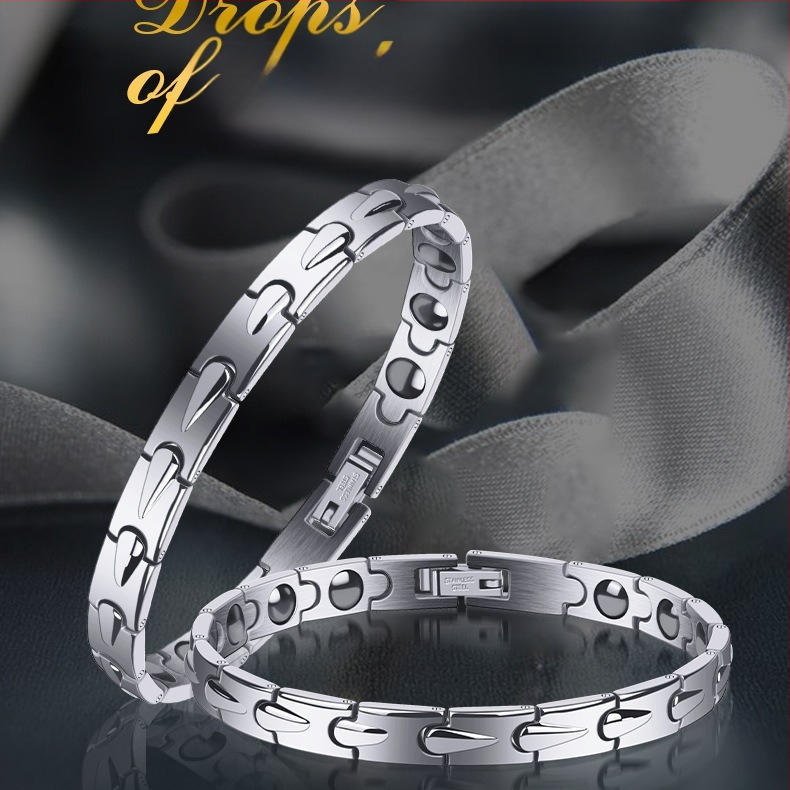 Vyrinė magnetinė apyrankė iš titano plieno, lašinio formos dizainas, auksą įmontuotas, Korėjos stilius