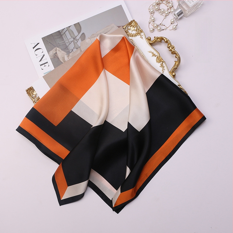 Șal pătrat din mătase, 100% mătase, țesătură simplă, accesoriu de vară