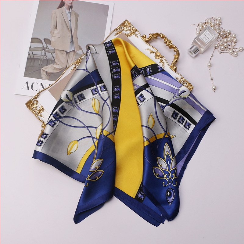 Șal pătrat din mătase, 100% mătase, țesătură simplă, accesoriu de vară