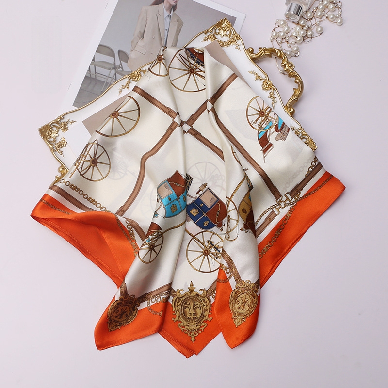 Șal pătrat din mătase, 100% mătase, țesătură simplă, accesoriu de vară